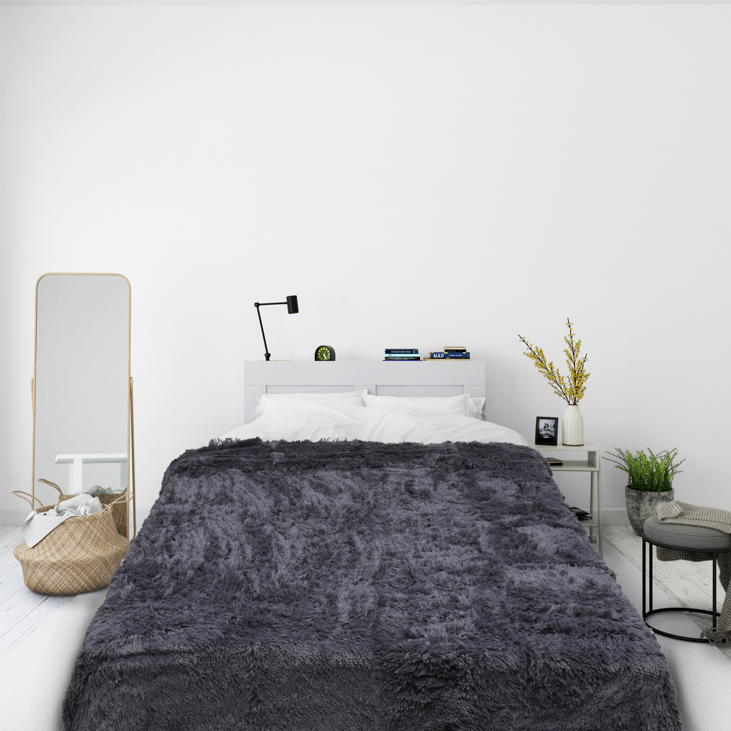 Bedspread Shaggy-Kuscheldecke Shaggy-grau-grey